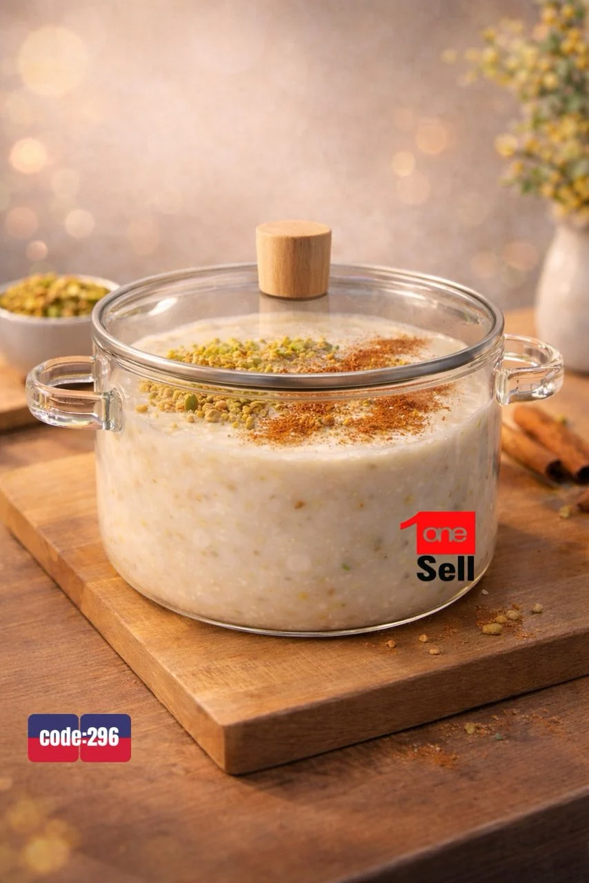 قابلمه پيرکس درب چوبي 1800 ميل کد296