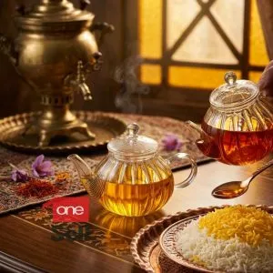 قوري زعفران پيرکس طرح گل